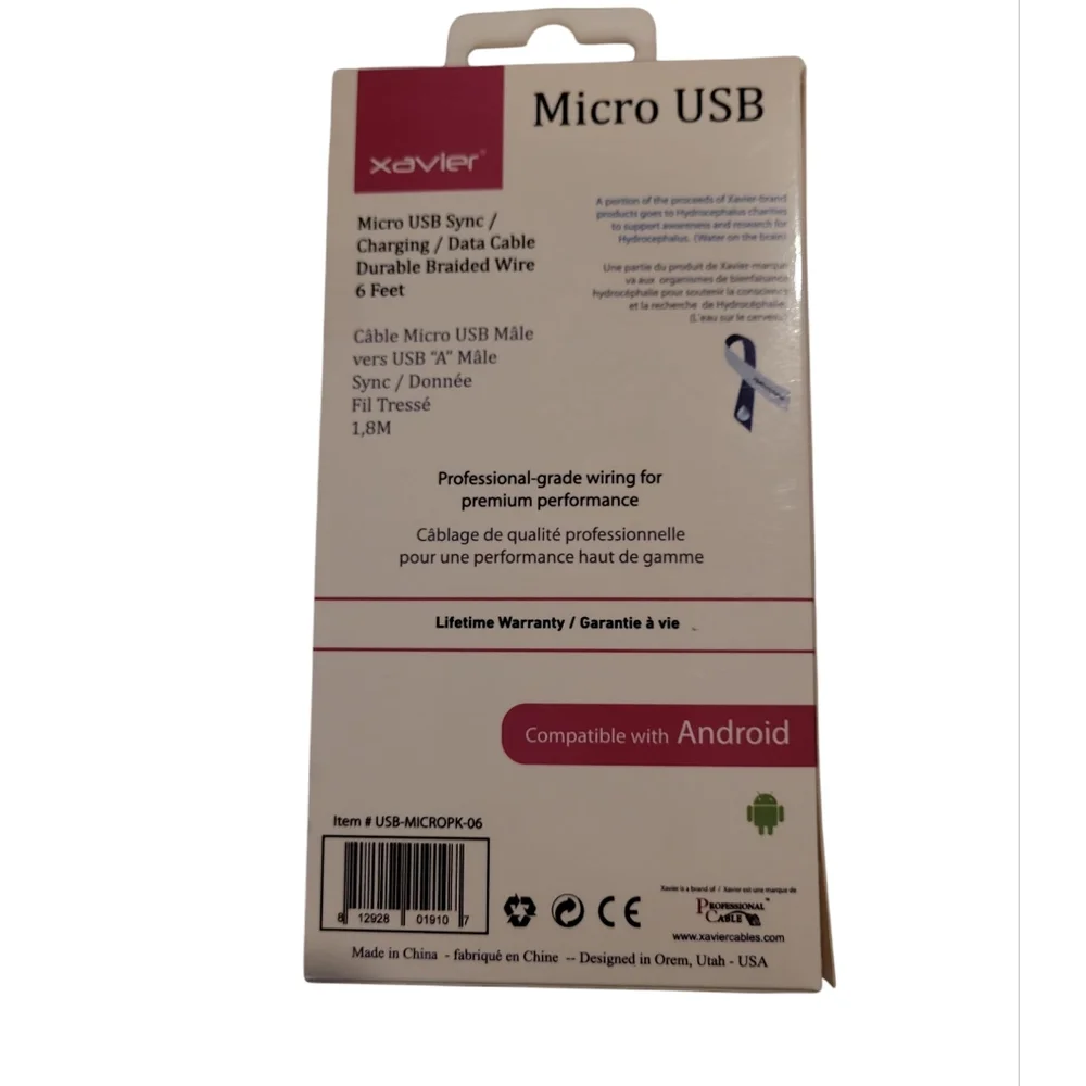 NEW Xavier Micro USB Type A Charging Cable -